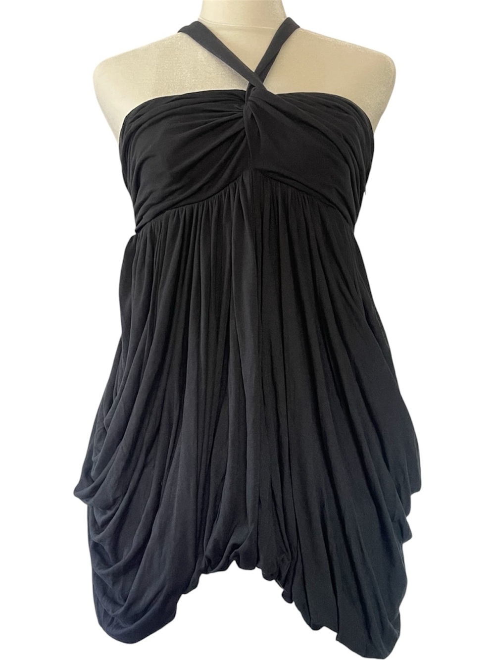 All Saints Black Halter Top with Gathered Detail